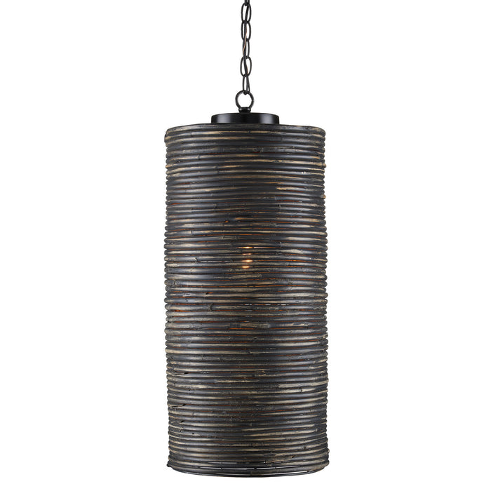 Currey and Company 9000-0917 One Light Pendant, Satin Black/Graywash