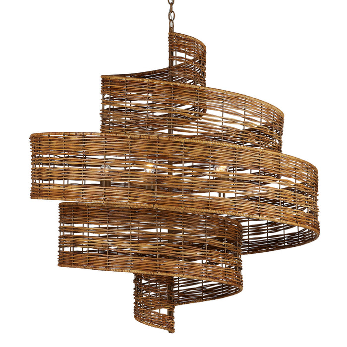 Currey and Company 9000-0925 Five Light Chandelier, Khaki/Natural Rattan
