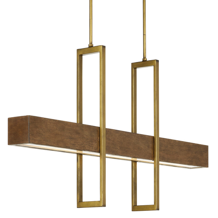 Currey and Company 9000-0929 LED Linear Chandelier, Chestnut/Brass