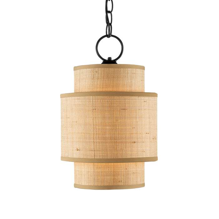 Currey and Company 9000-0944 One Light Pendant, Natural/Satin Black