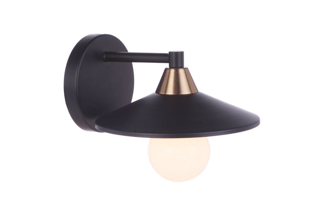 Craftmade 12508FBSB1 One Light Wall Sconce, Flat Black/Satin Brass