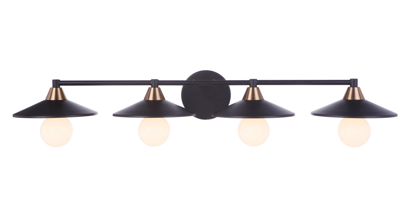 Craftmade 12537FBSB4 Four Light Vanity, Flat Black/Satin Brass