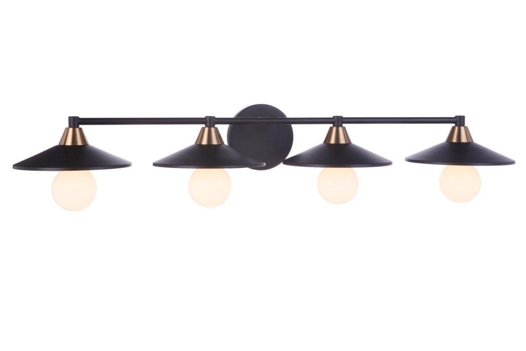 Craftmade 12537FBSB4 Four Light Vanity, Flat Black/Satin Brass