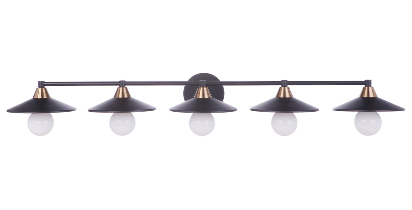 Craftmade 12546FBSB5 Five Light Vanity, Flat Black/Satin Brass