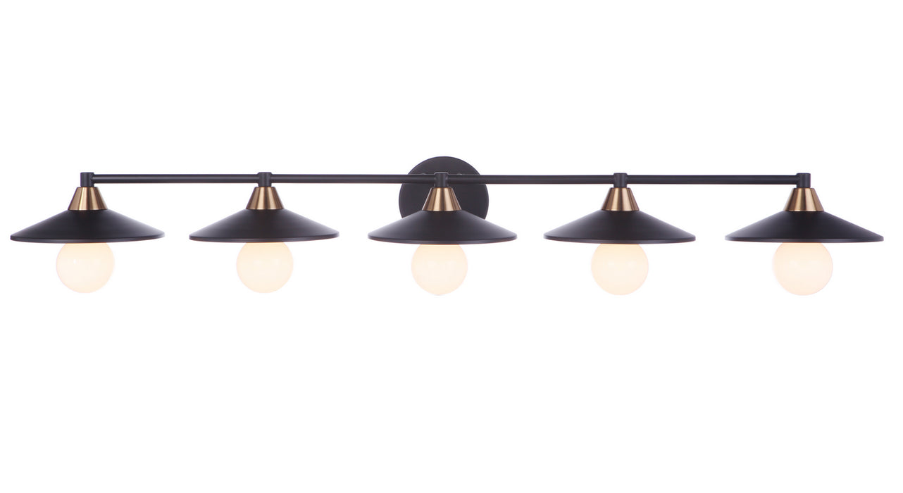 Craftmade 12546FBSB5 Five Light Vanity, Flat Black/Satin Brass