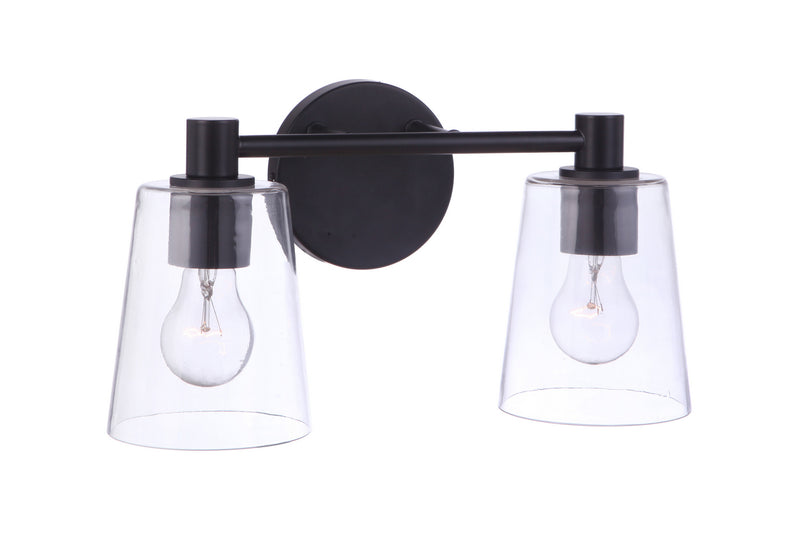 Craftmade 12615FB2 Two Light Vanity, Flat Black