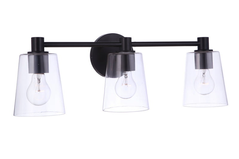 Craftmade 12623FB3 Three Light Vanity, Flat Black