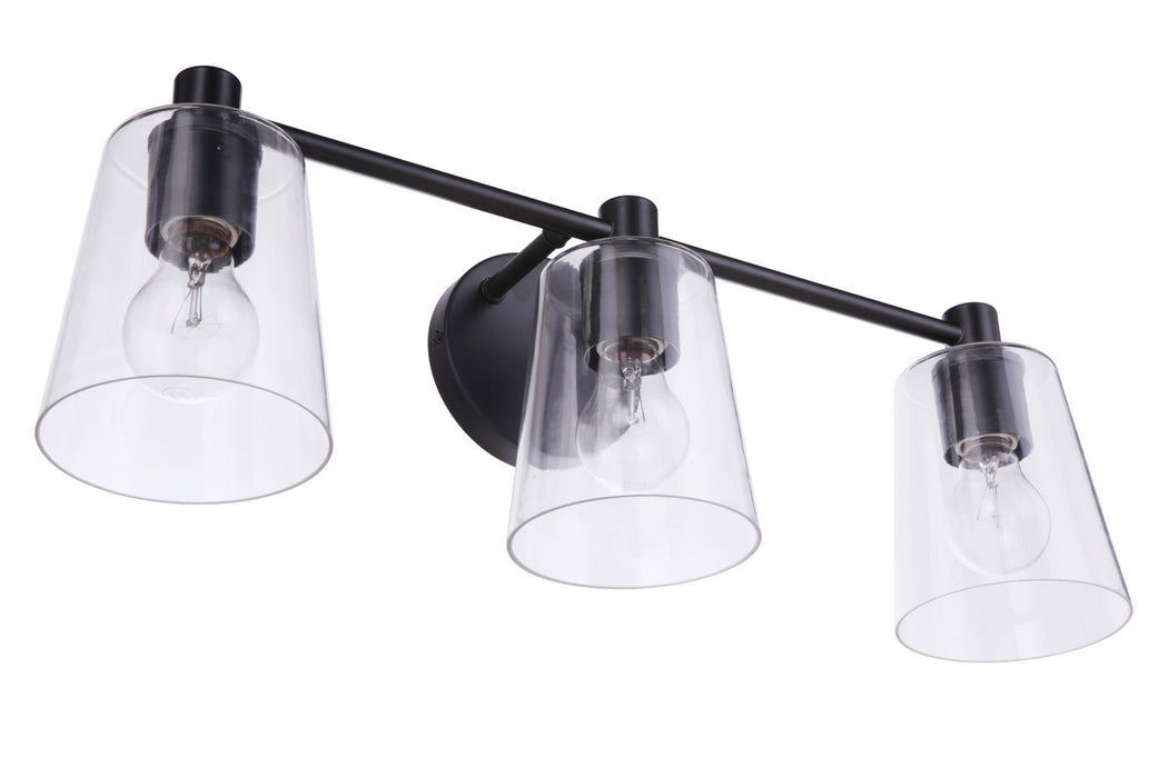 Craftmade 12623FB3 Three Light Vanity, Flat Black