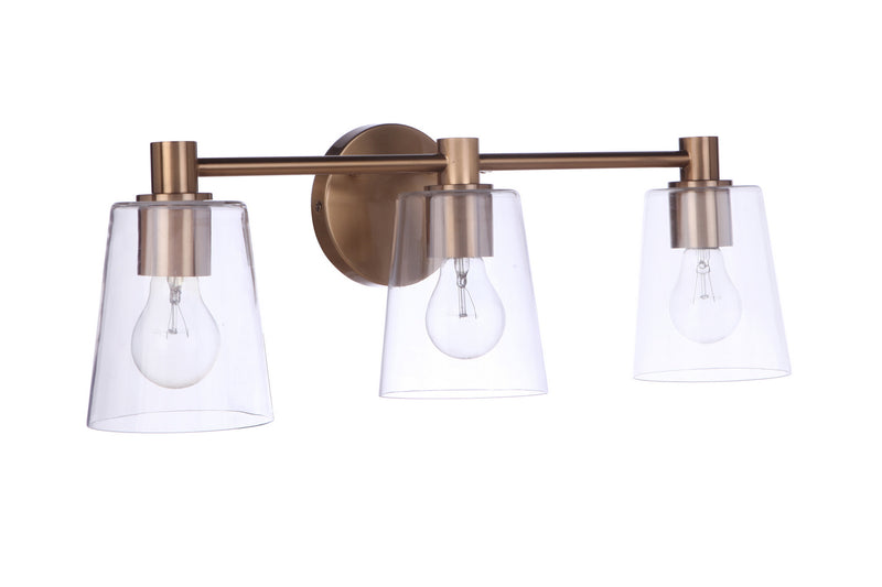 Craftmade 12623SB3 Three Light Vanity, Satin Brass