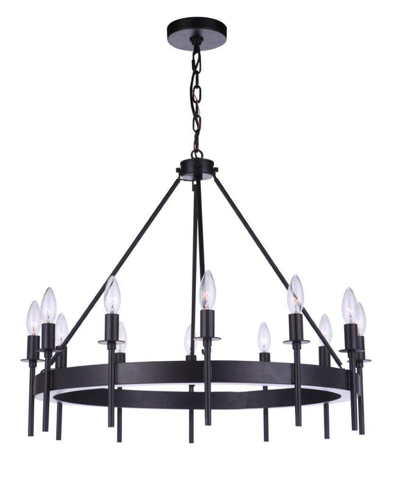 Craftmade 54312-FB 12 Light Chandelier, Flat Black