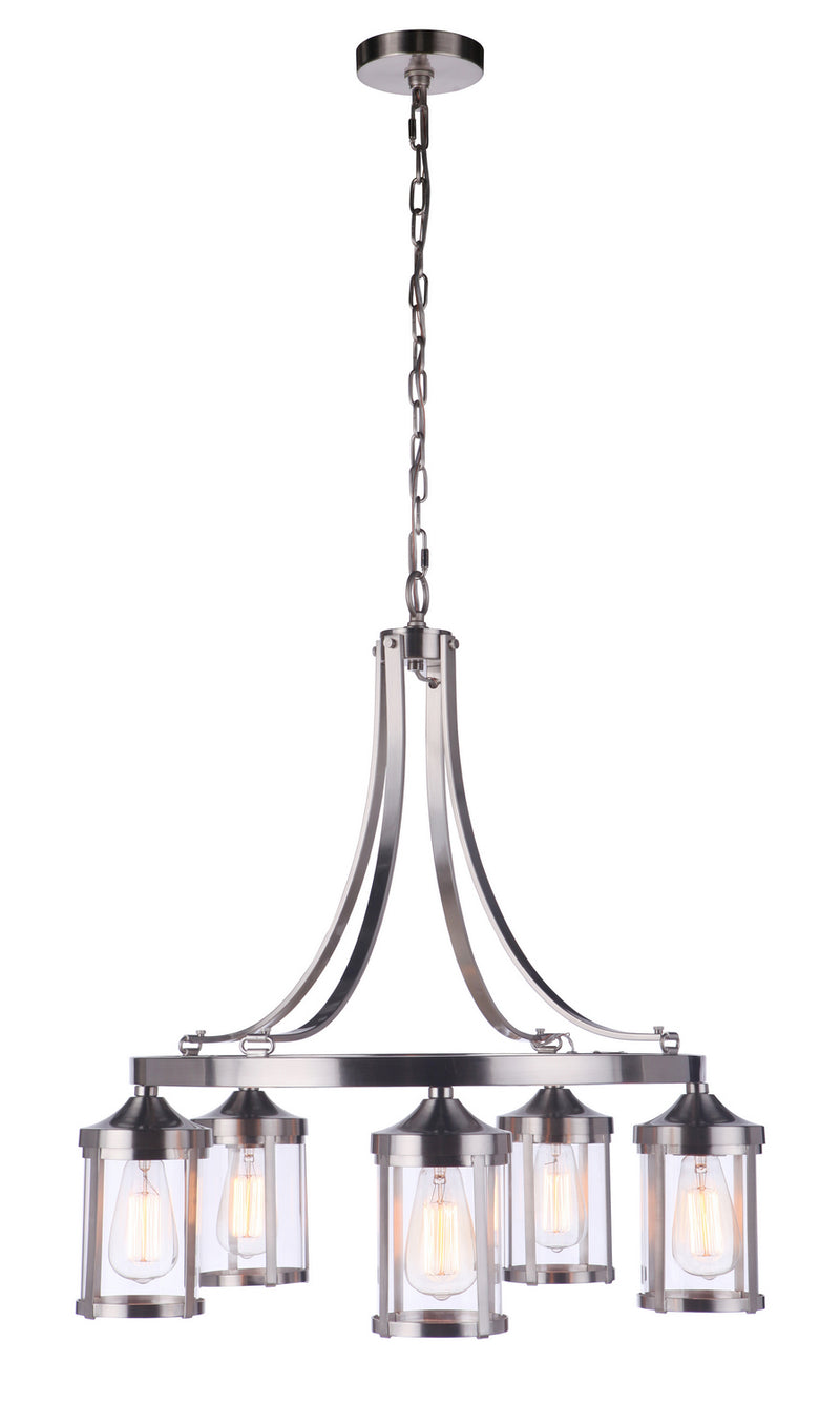 Craftmade 55325-BNK Five Light Chandelier, Brushed Polished Nickel