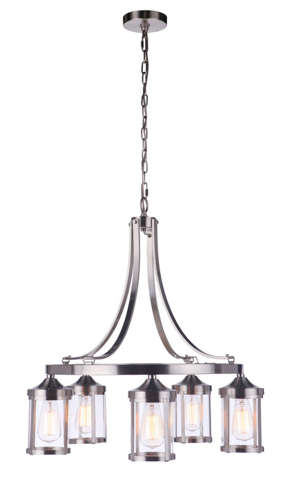 Craftmade 55325-BNK Five Light Chandelier, Brushed Polished Nickel