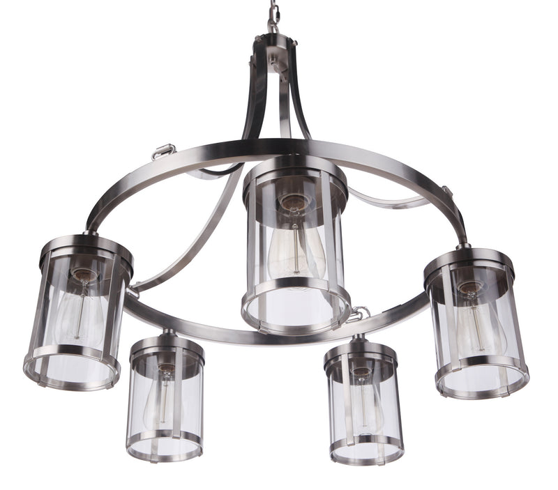 Craftmade 55325-BNK Five Light Chandelier, Brushed Polished Nickel
