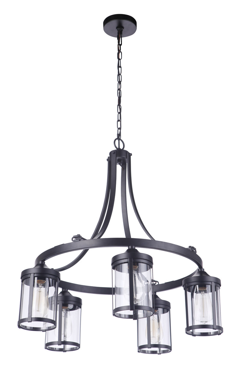 Craftmade 55325-FB Five Light Chandelier, Flat Black