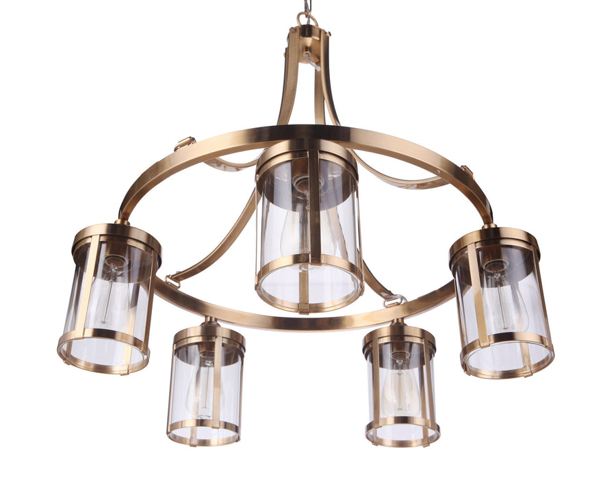 Craftmade 55325-SB Five Light Chandelier, Satin Brass