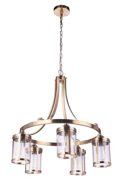 Craftmade 55325-SB Five Light Chandelier, Satin Brass