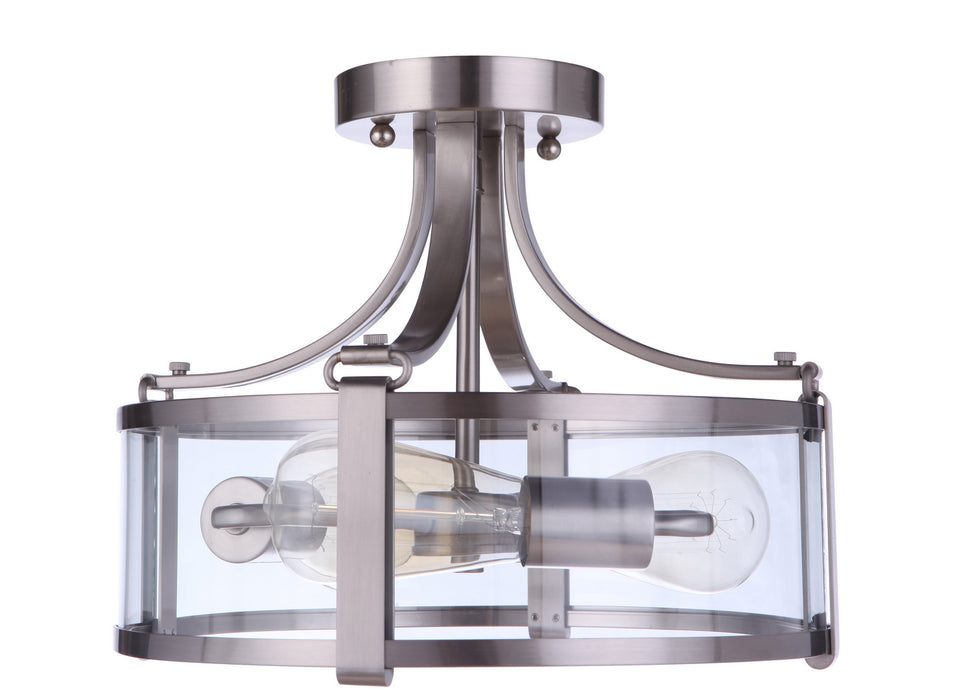 Craftmade 55353-BNK Three Light Semi Flush Mount, Brushed Polished Nickel