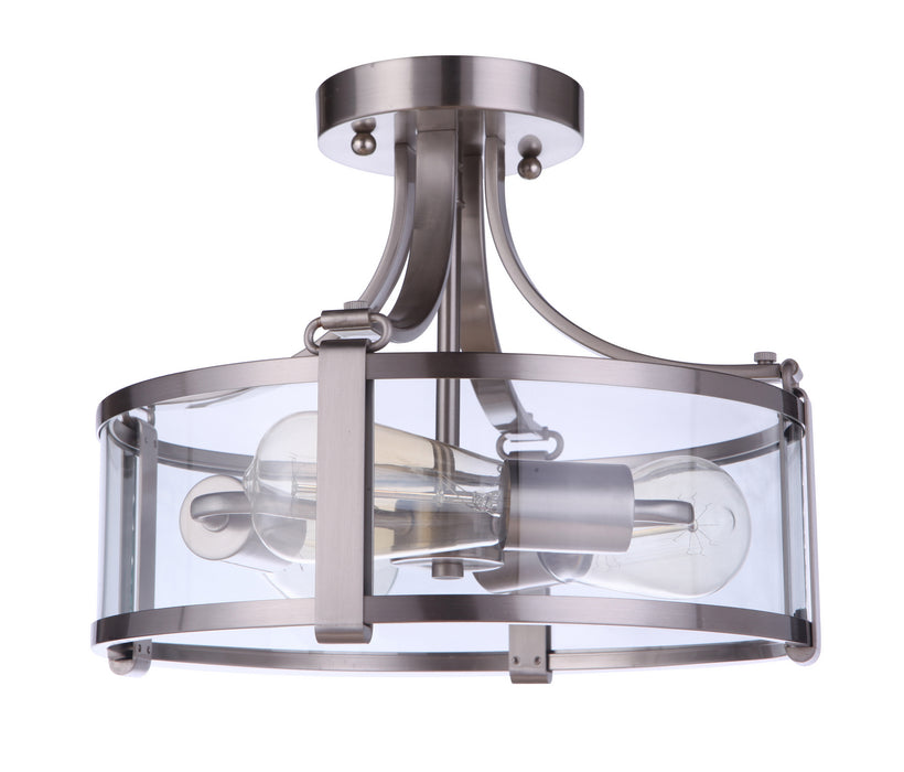 Craftmade 55353-BNK Three Light Semi Flush Mount, Brushed Polished Nickel
