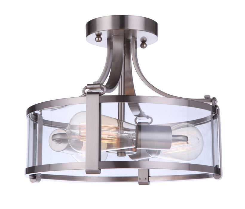 Craftmade 55353-BNK Three Light Semi Flush Mount, Brushed Polished Nickel