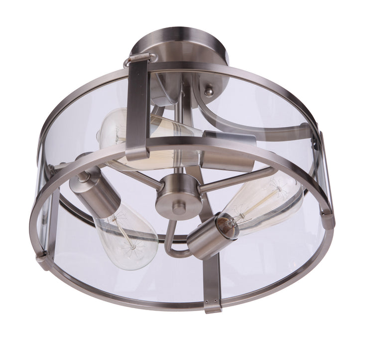 Craftmade 55353-BNK Three Light Semi Flush Mount, Brushed Polished Nickel