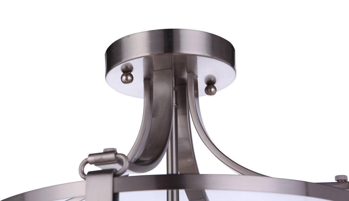 Craftmade 55353-BNK Three Light Semi Flush Mount, Brushed Polished Nickel