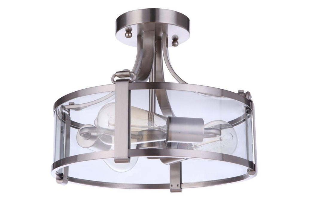 Craftmade 55353-BNK Three Light Semi Flush Mount, Brushed Polished Nickel