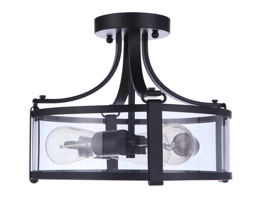 Craftmade 55353-FB Three Light Semi Flush Mount, Flat Black
