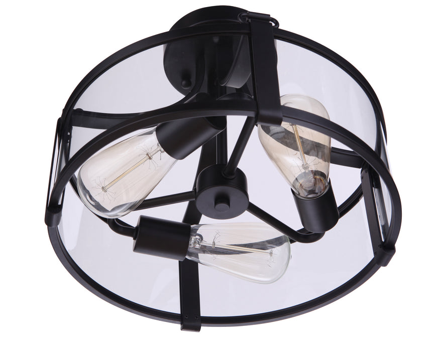 Craftmade 55353-FB Three Light Semi Flush Mount, Flat Black
