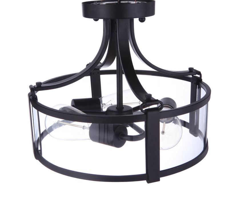 Craftmade 55353-FB Three Light Semi Flush Mount, Flat Black