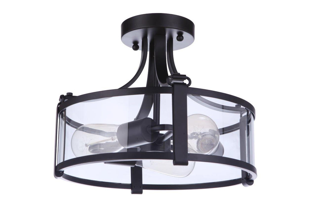 Craftmade 55353-FB Three Light Semi Flush Mount, Flat Black