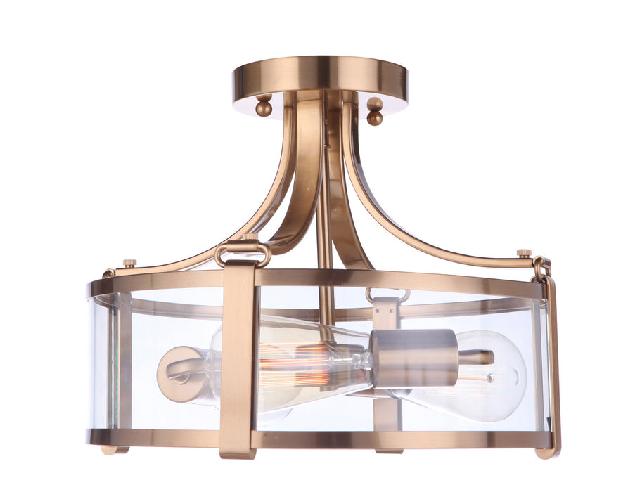 Craftmade 55353-SB Three Light Semi Flush Mount, Satin Brass