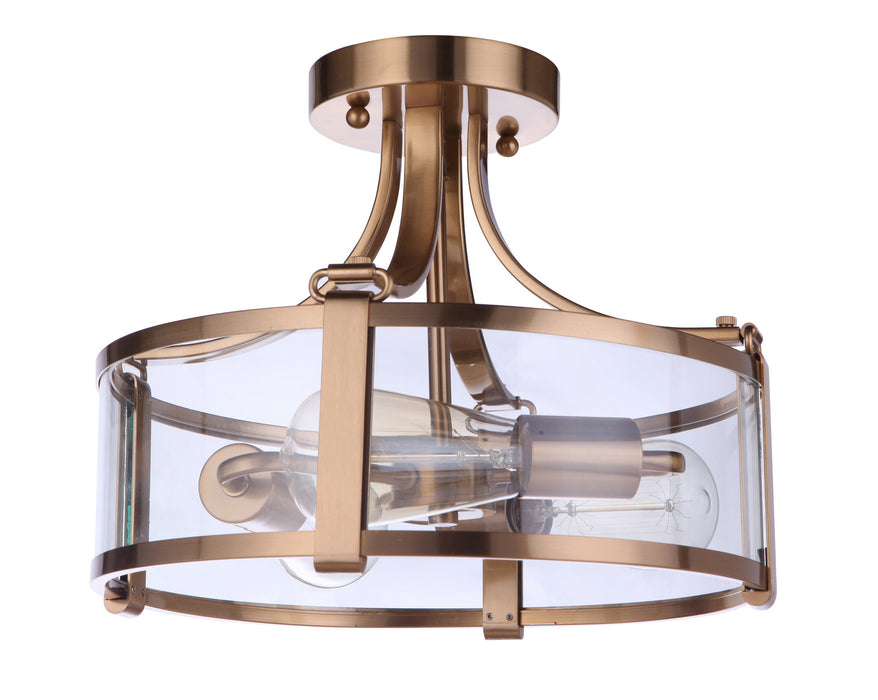 Craftmade 55353-SB Three Light Semi Flush Mount, Satin Brass