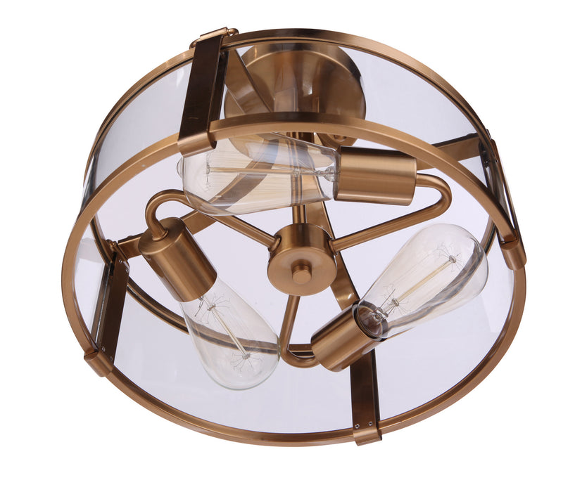 Craftmade 55353-SB Three Light Semi Flush Mount, Satin Brass