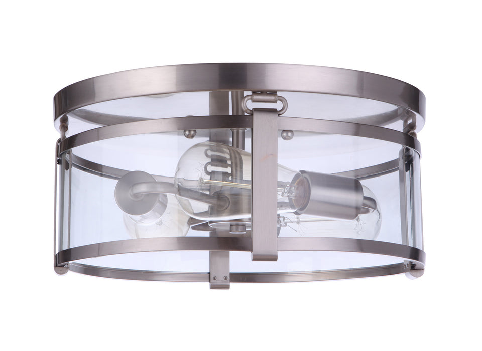 Craftmade 55383-BNK Three Light Flushmount, Brushed Polished Nickel