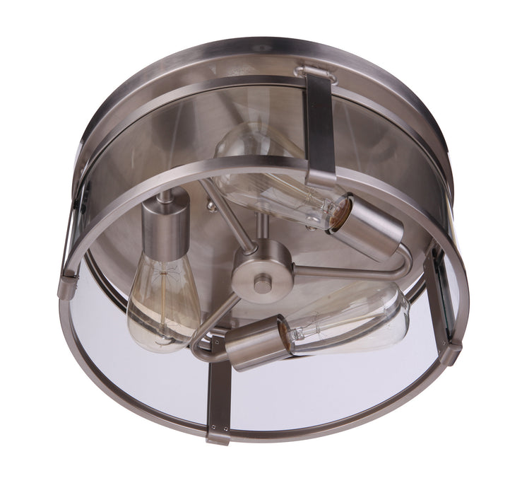 Craftmade 55383-BNK Three Light Flushmount, Brushed Polished Nickel