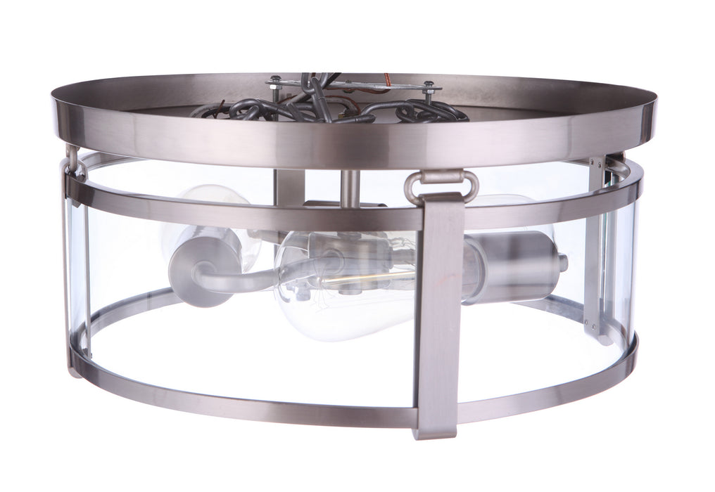 Craftmade 55383-BNK Three Light Flushmount, Brushed Polished Nickel