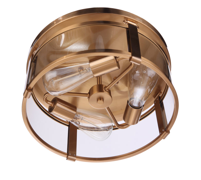 Craftmade 55383-SB Three Light Flushmount, Satin Brass