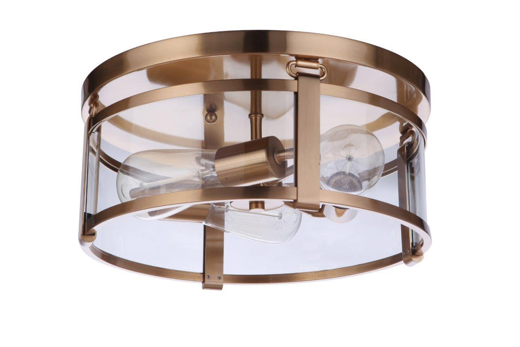 Craftmade 55383-SB Three Light Flushmount, Satin Brass