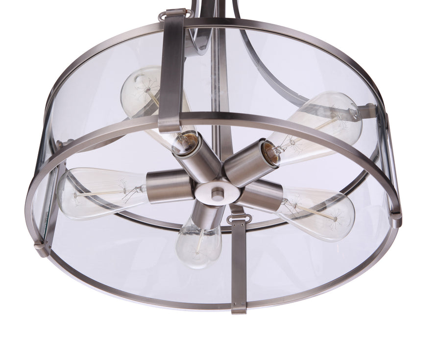 Craftmade 55395-BNK Five Light Pendant, Brushed Polished Nickel