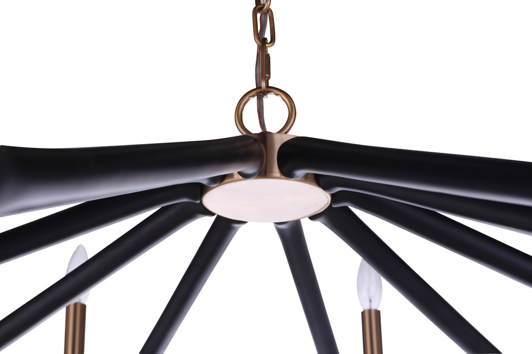 Craftmade 55510-FBSB Ten Light Chandelier, Flat Black/Satin Brass