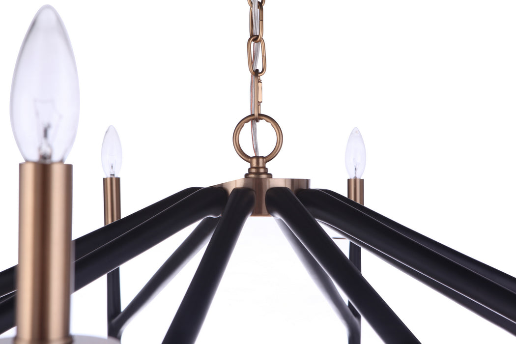 Craftmade 55510-FBSB Ten Light Chandelier, Flat Black/Satin Brass
