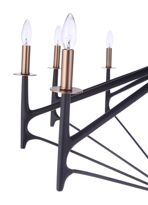 Craftmade 55510-FBSB Ten Light Chandelier, Flat Black/Satin Brass