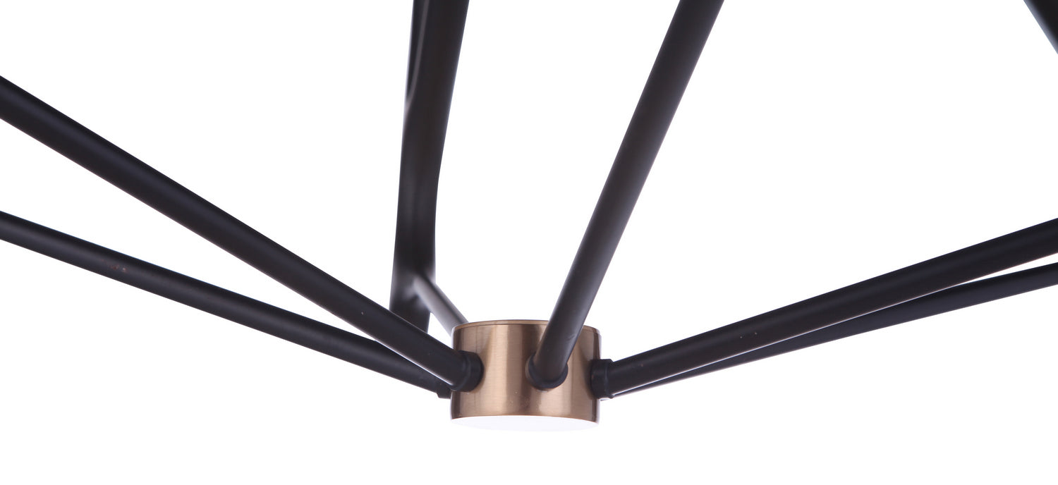 Craftmade 55526-FBSB Six Light Chandelier, Flat Black/Satin Brass