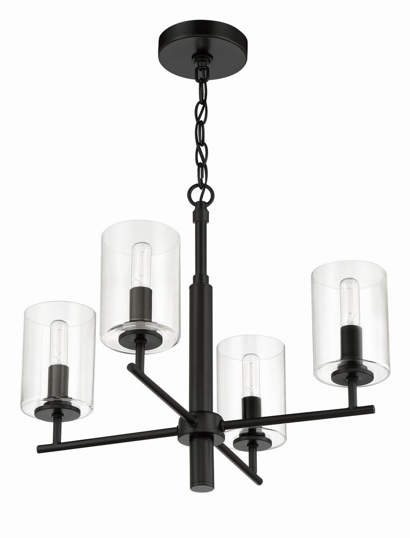 Craftmade 55624-FB Four Light Chandelier, Flat Black