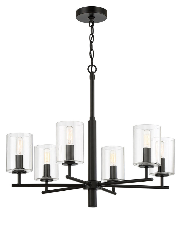 Craftmade 55626-FB Six Light Chandelier, Flat Black