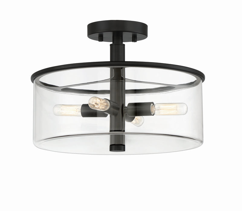 Craftmade 55654-FB Four Light Convertible Semi Flush, Flat Black