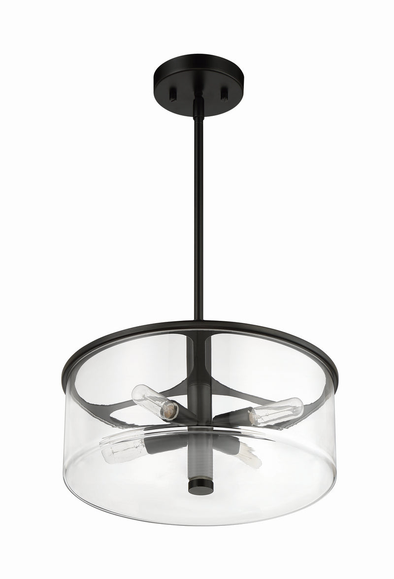 Craftmade 55694-FB Four Light Pendant, Flat Black