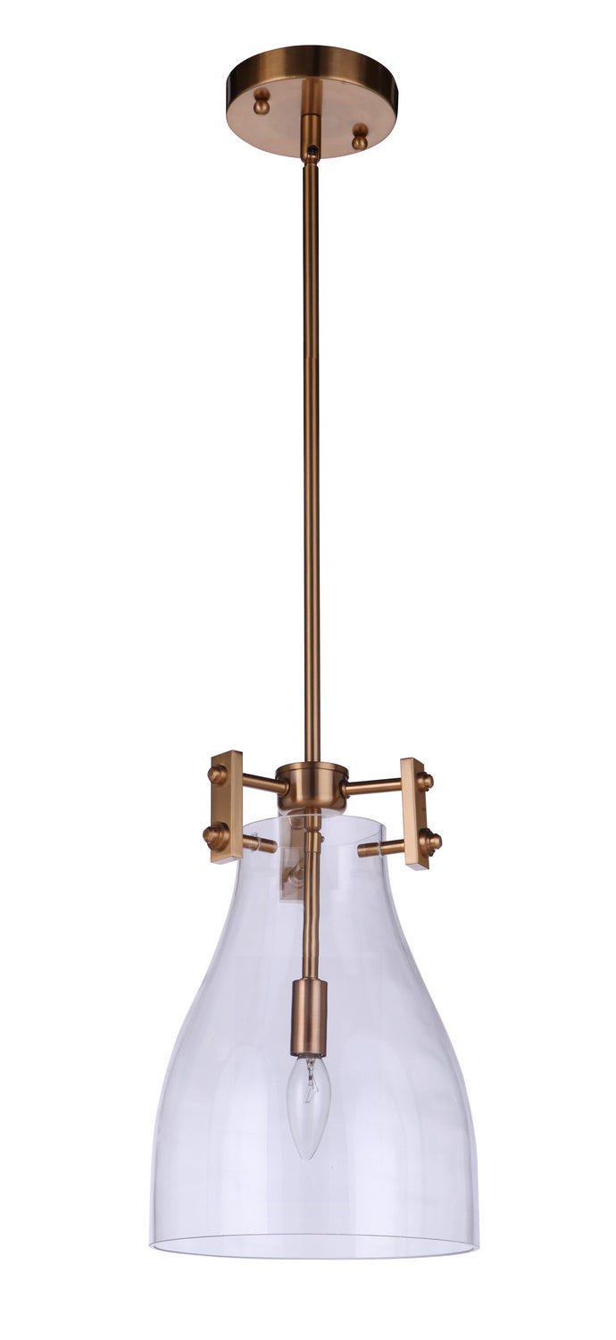 Craftmade 55891-SB One Light Mini Pendant, Satin Brass