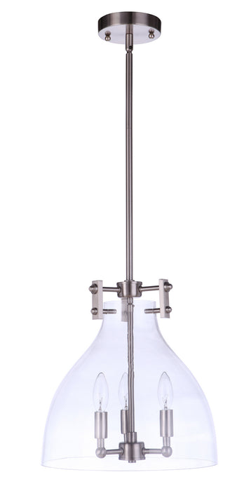 Craftmade 55893-BNK Three Light Pendant, Brushed Polished Nickel