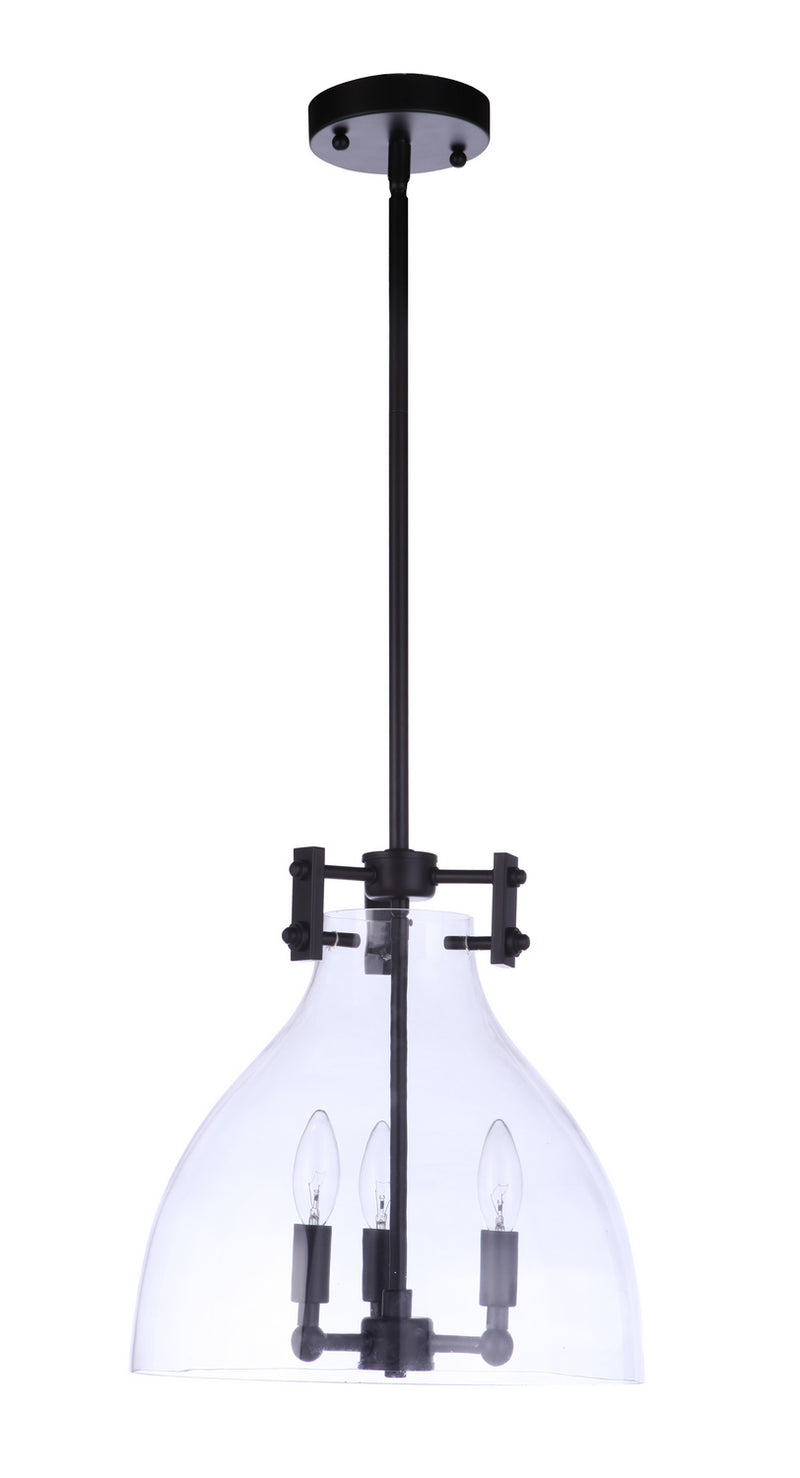 Craftmade 55893-FB Three Light Pendant, Flat Black